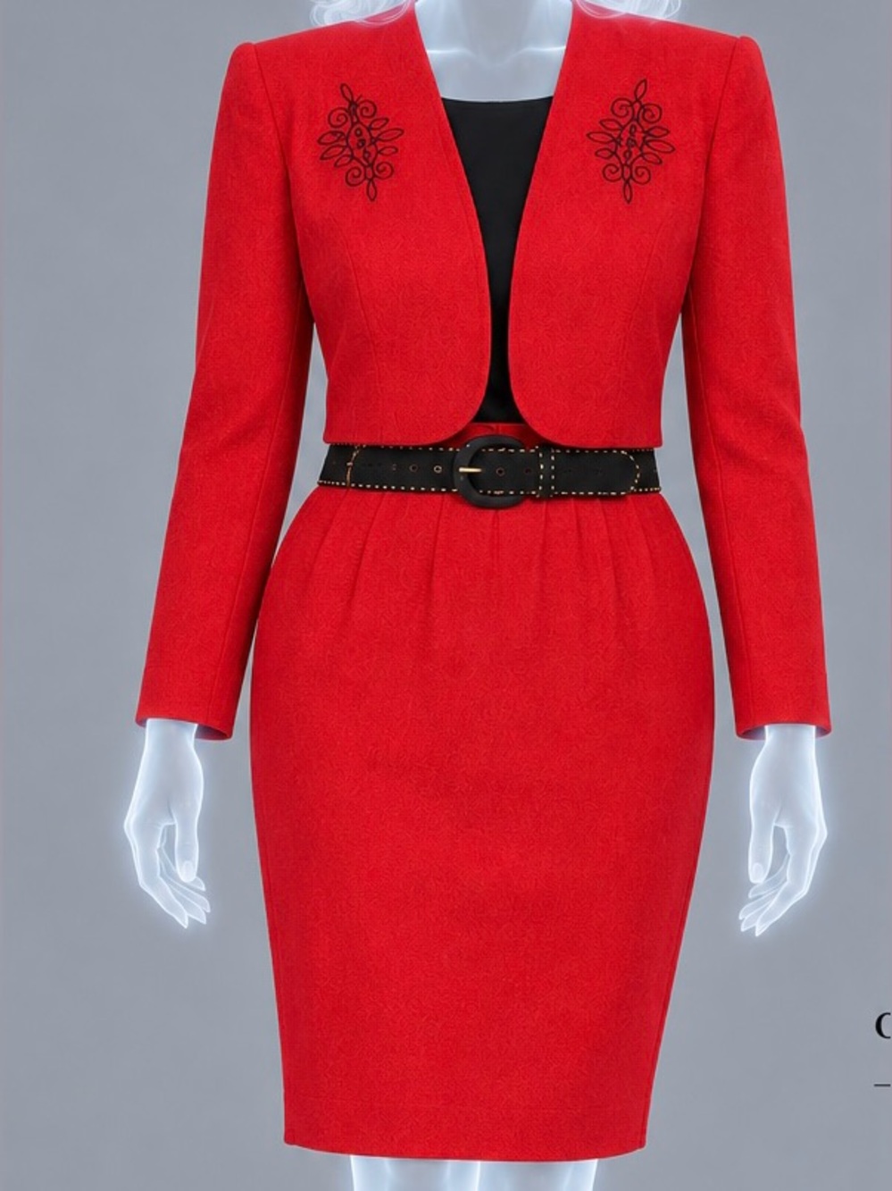 Vintage LESLIE FAY wool suit size 12P red